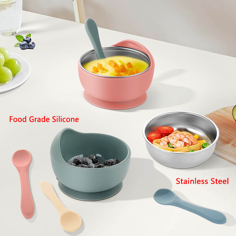 Juego de 3 uds de cuenco de al - Baby Food Utensils reseña y precio
